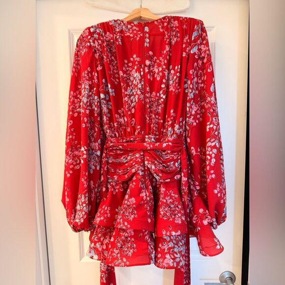 NWOT BRONX AND BANCO BEDOUIN MINI DRESS Elegant Red Floral - Picture 11 of 15